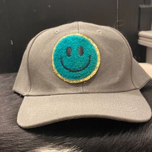 Gray Kids Cap with Smiley Patch